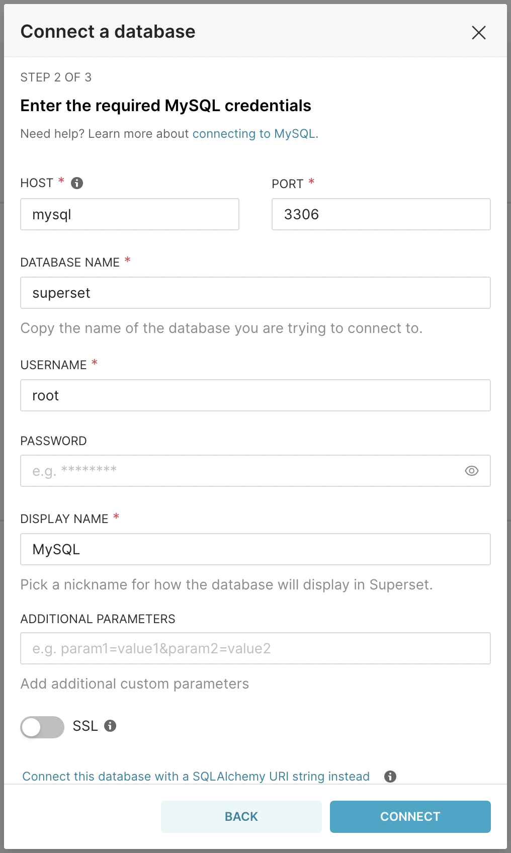 Database Settings